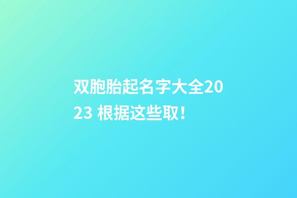 双胞胎起名字大全2023 根据这些取！